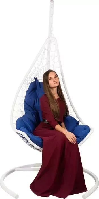 Подвесное кресло BiGarden Wind white синяя подушка