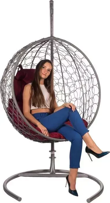 Подвесное кресло BiGarden Kokos gray бордовая подушка