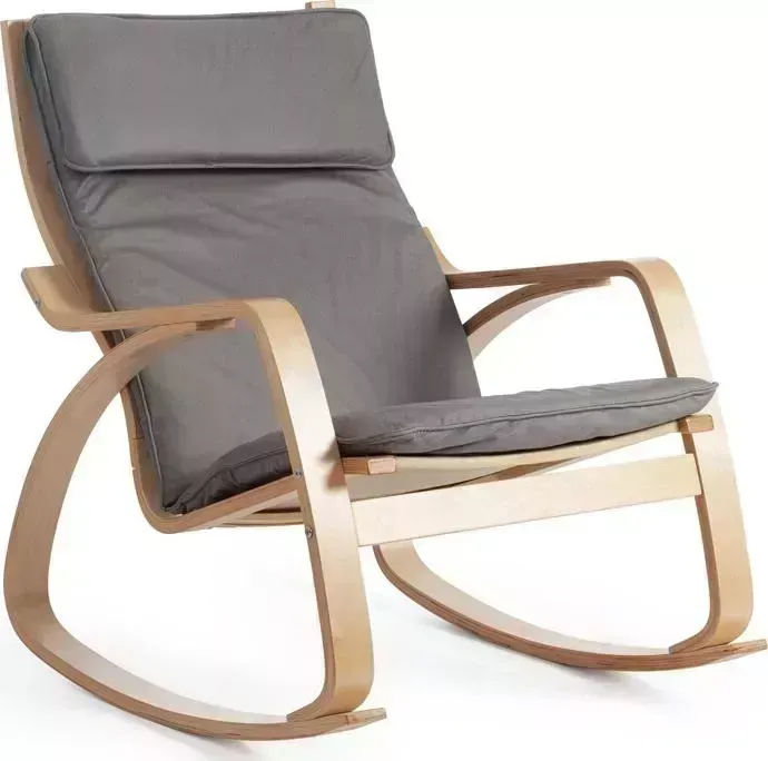 Кресло-качалка TetChair Mod. AX3005 дерево береза ткань: полиэстер/хлопок дерево - натуральный 1/ткань светло-серая 2