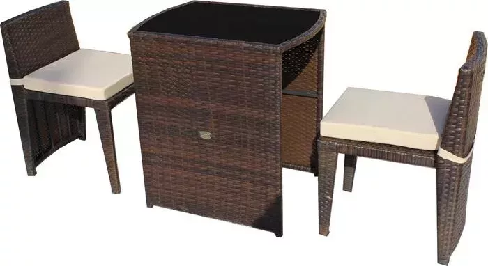 Набор мебели Garden story Рондо (стол+2 кресла ротанг коричневый, подушки бежевые)