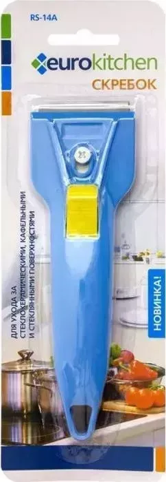 Скребок для стеклокерамики Eurokitchen голубой/желтый (RS-14A)