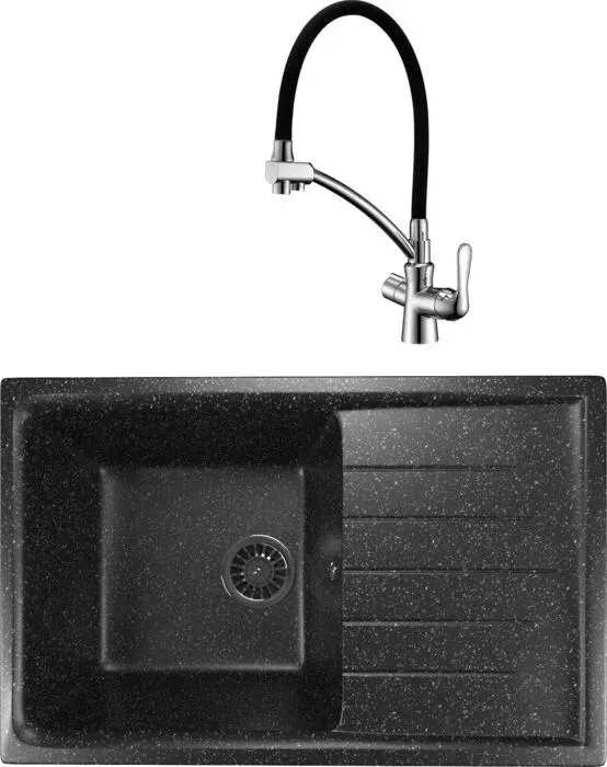 Мойка кухонная и смеситель Mixline и смеситель ML-GM19 черная 308 (4630030634751, LM3070C)