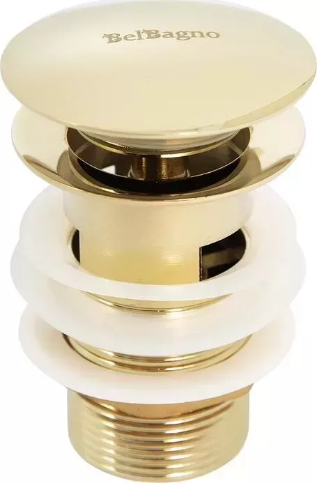 Донный клапан BELBANGO SAT Click-clack с переливом, золото (BB-SAT-ORO)