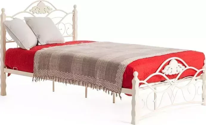 Кровать TetChair Canzona Wood slat base дерево гевея/металл 140x200 (double bed) белый (butter white)