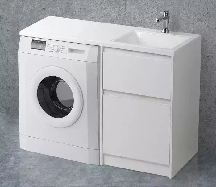 Тумба с раковиной BELBANGO с Kraft 120 правая, белая матовая bianco opaco (KRAFT-LVD-580/1200-2C-PIA-BO, BB1200/480-LV-MR-R)