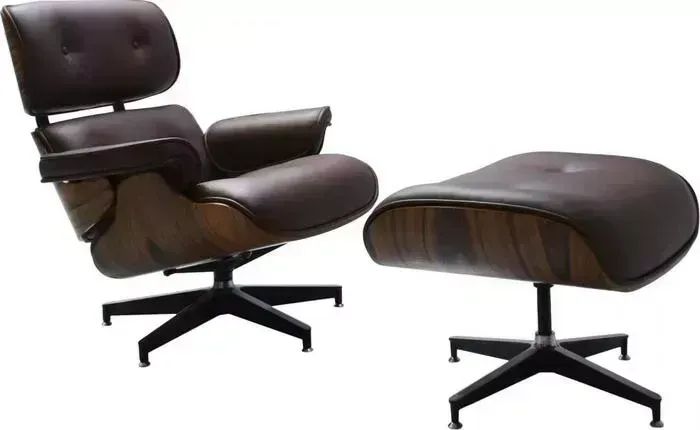 Комплект Bradex Кресло Eames lounge chair коньячный и оттоманка Eames lounge chair коньячный