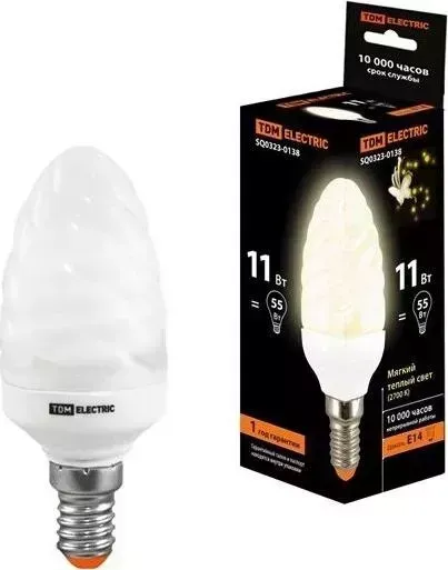 Лампа TDM ELECTRIC энергосберегающая клл - CT - 11 Вт - 2700 К - Е 14(витая свеча) (mini)