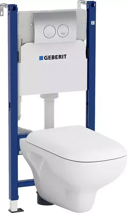 Комплект унитаза с инсталляцией Am.Pm Like FlashClean с Geberit, кнопкой, сиденьем микролифт (C801700SC, 458.124.21.1)