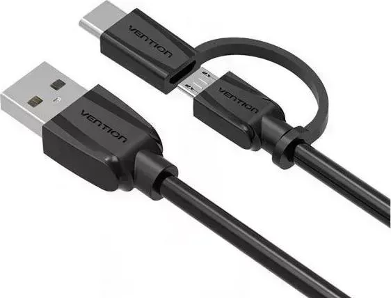 Кабель  Vention USB Type-C M micro-B 5pin/USB 2.0 AM Black Edition-1м (CABBF)