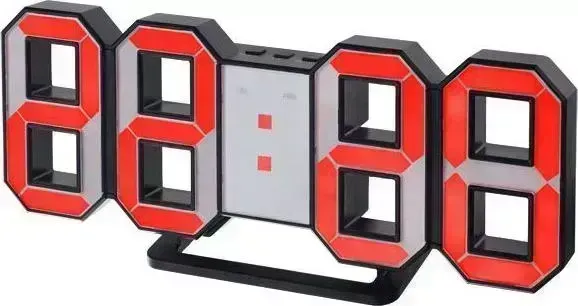 Часы настольные Perfeo PF-5197 черный корпус/красная подсветка