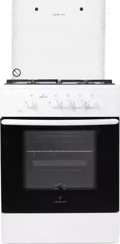 Плита газовая GRETA 600 исп. 10 белая (стекл. крышка)