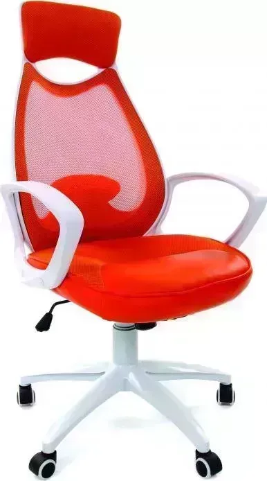 Кресло офисное CHAIRMAN 840 белый пластик DW05/SW05/PU52A оранжевое