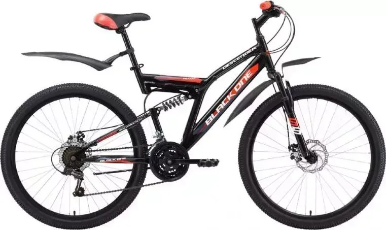 Велосипед BLACK ONE Descender FS 26 D Alloy чёрный/красный/белый 18 (H000010772)
