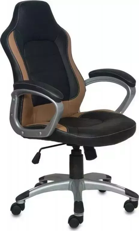Кресло офисное БЮРОКРАТ CH-825S/Black+Bg черный бежевый искусственная кожа (пластик серебро)