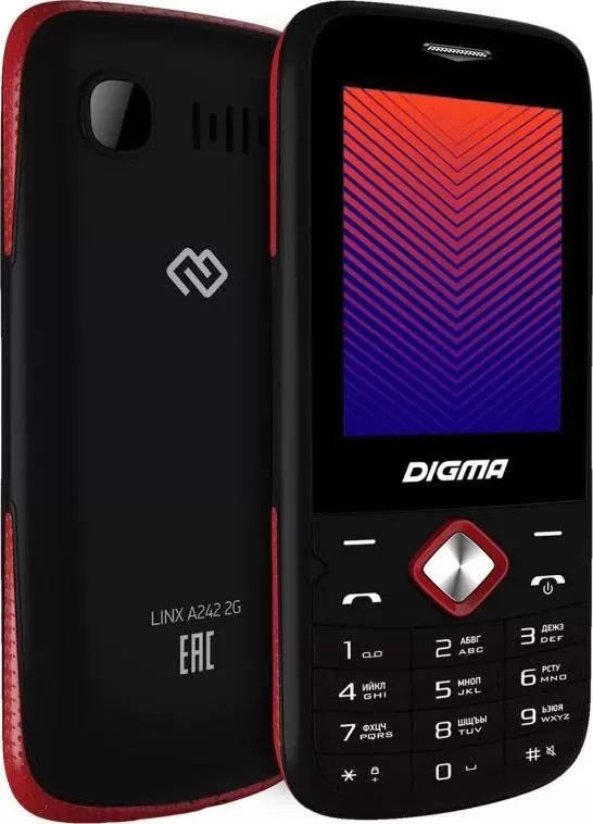 Мобильный телефон DIGMA A242 черный/красный