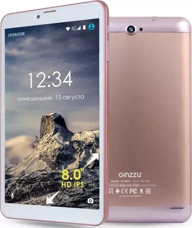 Планшет GINZZU GT-8010 Rose Gold