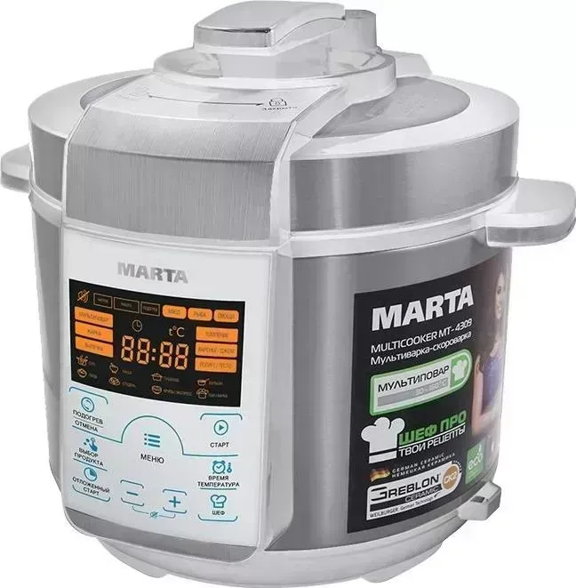 Мультиварка MARTA MT-4309 белый/сталь