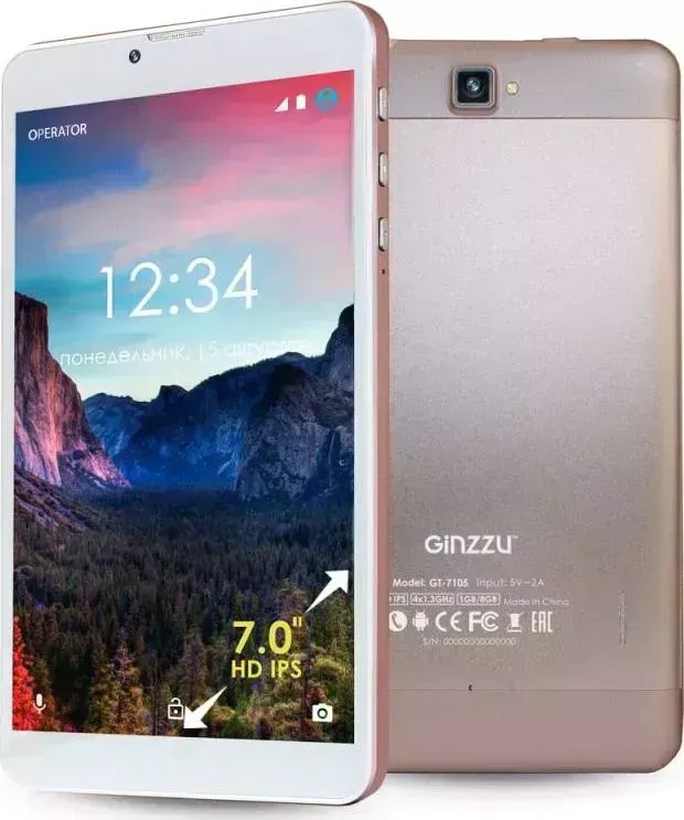 Планшет GINZZU GT-7105 Rose Gold
