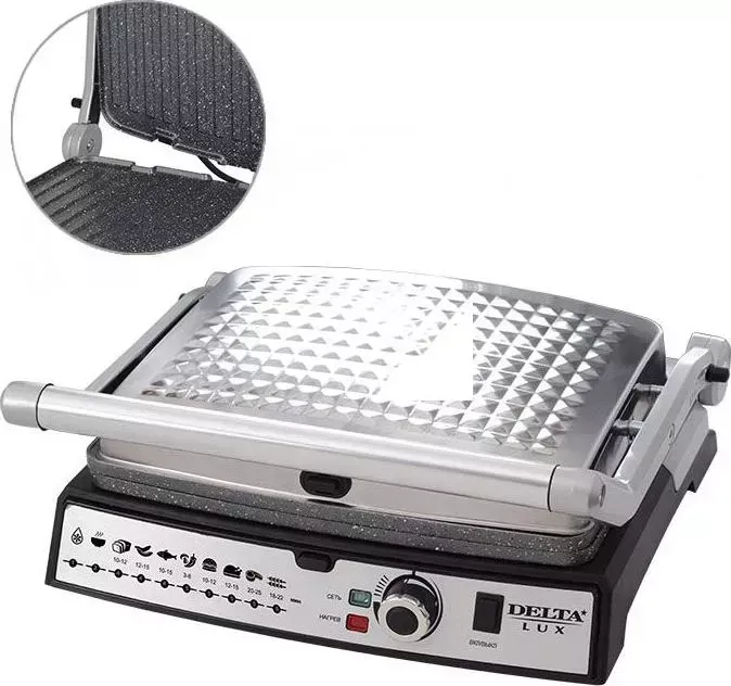 Гриль DELTA Lux DL-054 cеребристый с черным
