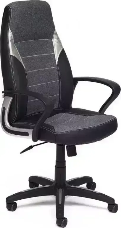 Кресло офисное TetChair INTER кож/зам/ткань, черный/серый/серебро, 36-6/207/14