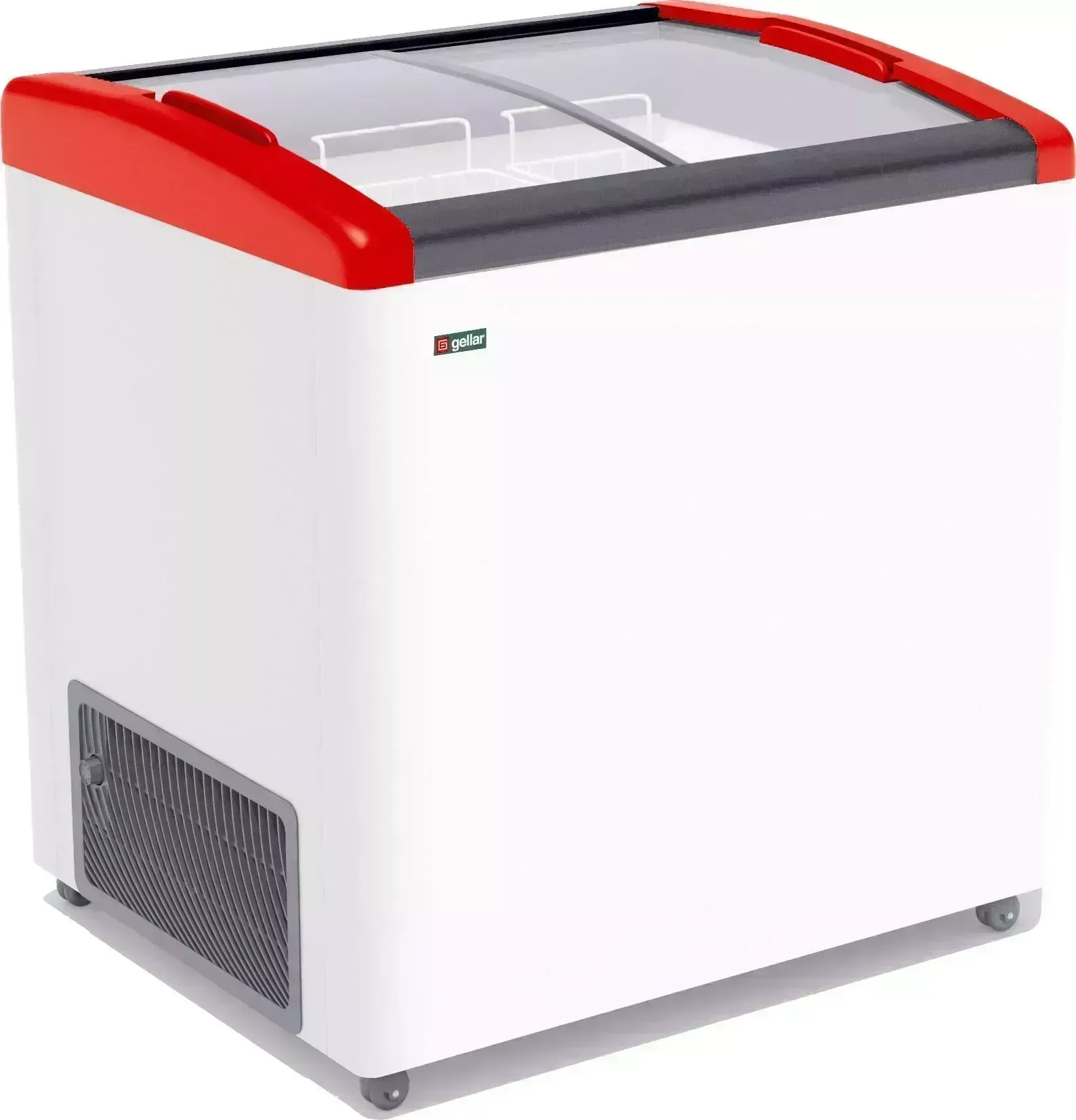 Морозильник FROSTOR Gellar FG 250 E красный (наклонное гнутое стекло)