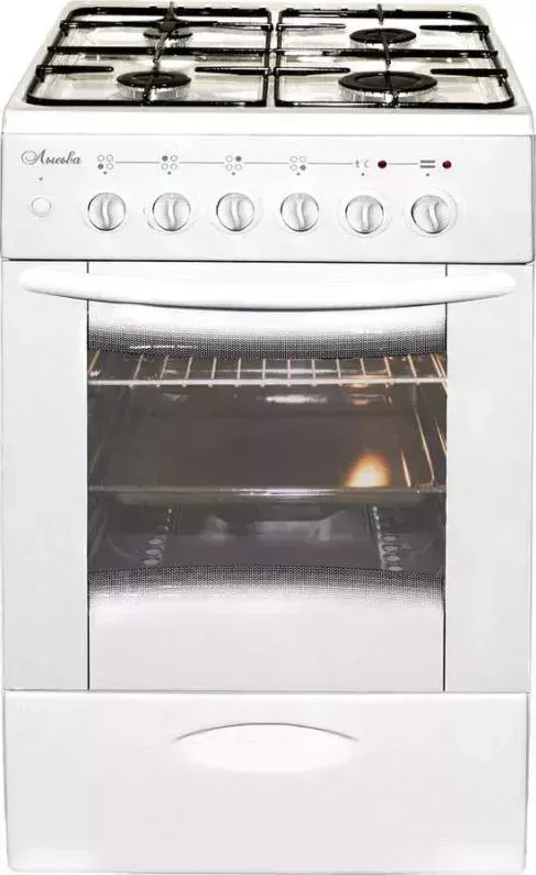 Плита газовая ЛЫСЬВА ЭГ 401 МС-2у белый (без крышки) чуг. решетка