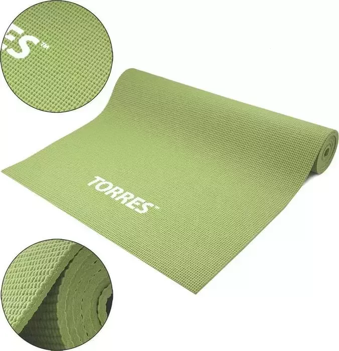 Коврик для йоги TORRES Relax 6 арт. YL12236M, PVC 6 мм, нескользящее покрытие, оливковый