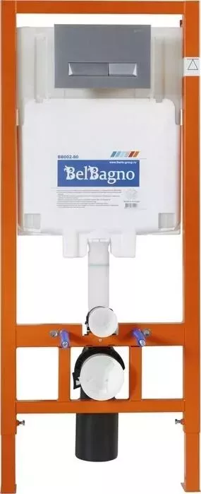 Инсталляция для унитаза BELBANGO Marmi с кнопкой смыва, матовый хром (BB002-80, BB011-MR-CHROME.M)