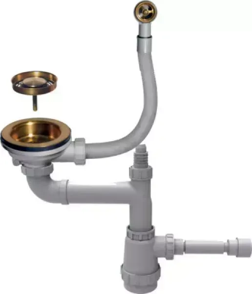 Сифон для кухонной мойки OMOIKIRI WK-1-R AB с круглым переливом, античная латунь (4956487)
