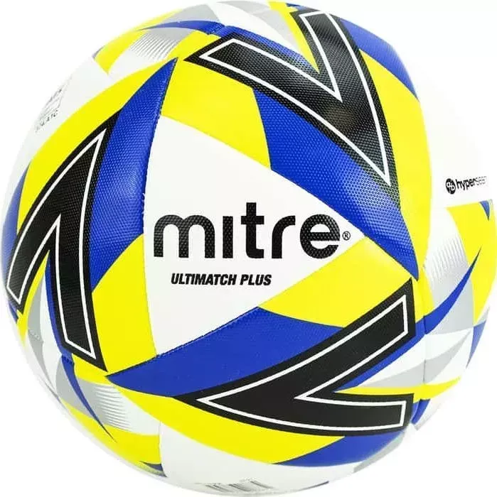Мяч футбольный Mitre Ultimatch plus арт. 5BB1116B28, р.5, IMS, 20 пан, бело-сине-желтый
