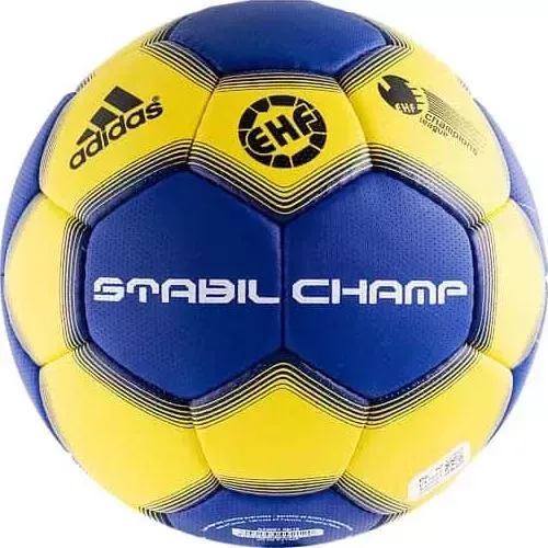 Мяч гандбольный ADIDAS Stabil III Champ E41665, р.2, ПУ, EHF, желто-синий