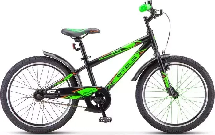 Велосипед STELS Pilot-200 Boy Gent 20" Z010 11" черный-салатовый