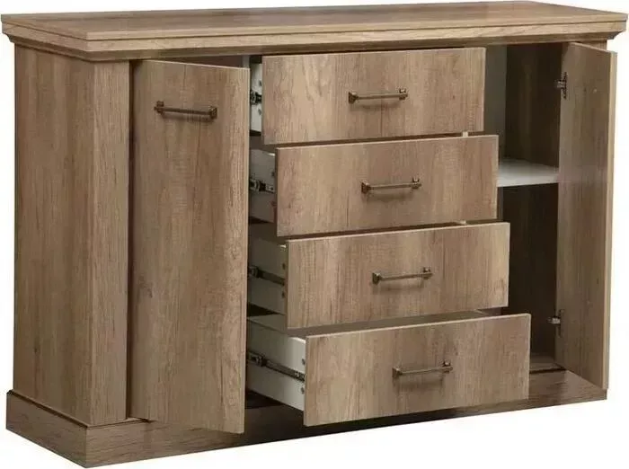 Комод ОЛМЕКО 39.01 Антика дуб каньон/белый/профиль: Masa Decor дуб каньон/профиль: Kroning дуб каньон патина JST