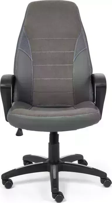 Кресло офисное TetChair Inter кож/зам/флок/ткань, серый/металлик C-36/29/TW-12