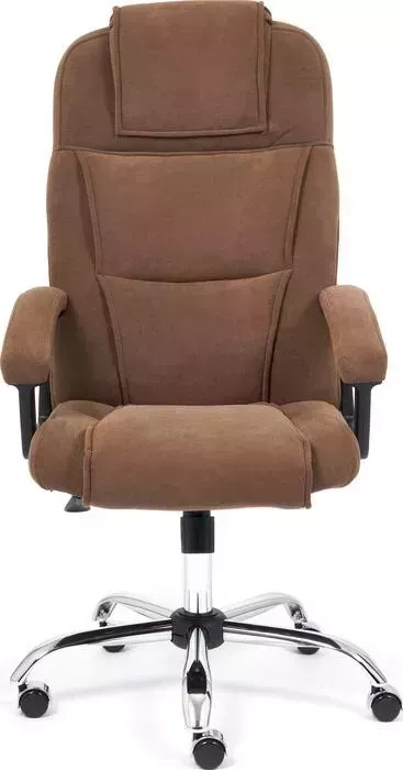 Кресло офисное TetChair Bergamo (хром) флок коричневый 6