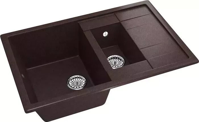 Мойка кухонная Mixline ML-GM22 80х50 с дополнительной чашей и крылом, шоколад 345 (4660105233275)