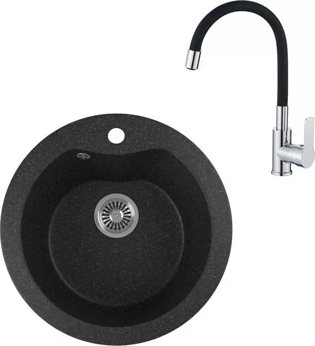 Мойка кухонная и смеситель GREENSTONE и смеситель GRS-08S-308 Haiba HB70112-7 черная