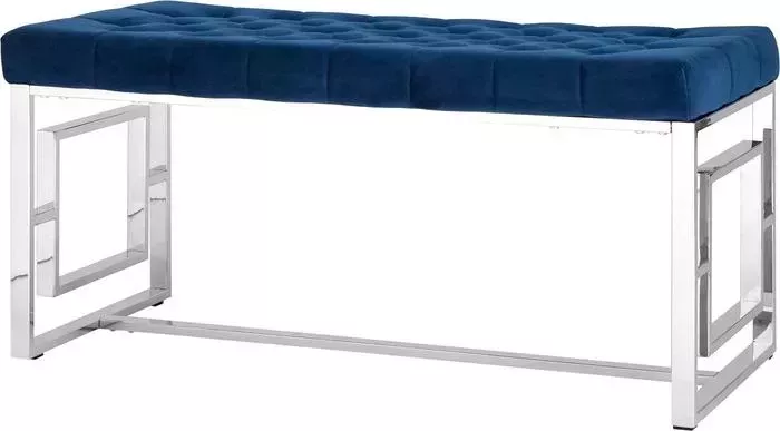 Банкетка Stool Group -скамейка Бруклин вельвет синий/сталь серебро Bench-012