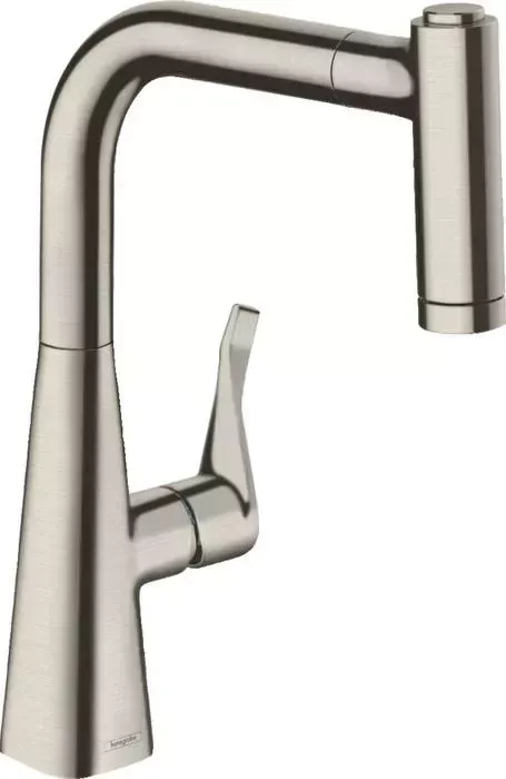 Смеситель для кухни Hansgrohe Metris с выдвижным изливом, нержавеющая сталь (73800800)
