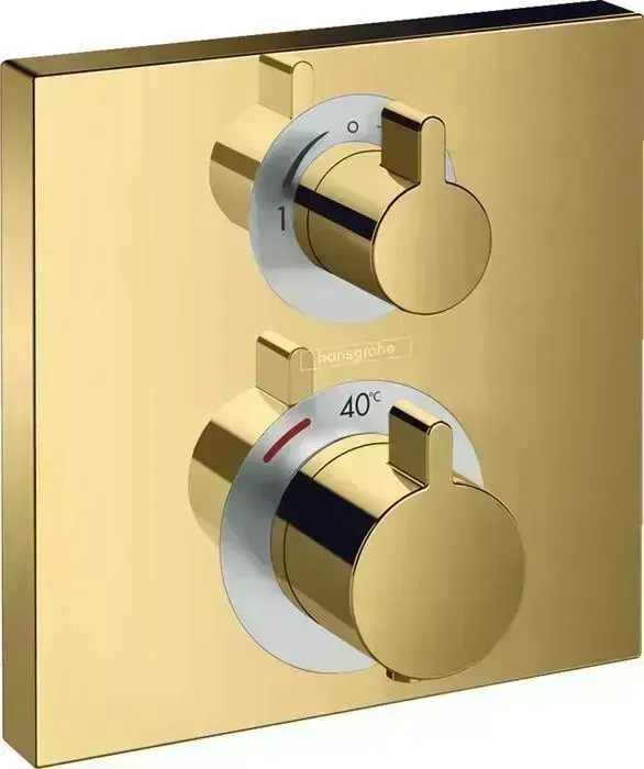 Термостат для ванны Hansgrohe Ecostat Square с механизмом, полированное золото (15714990, 1800180)