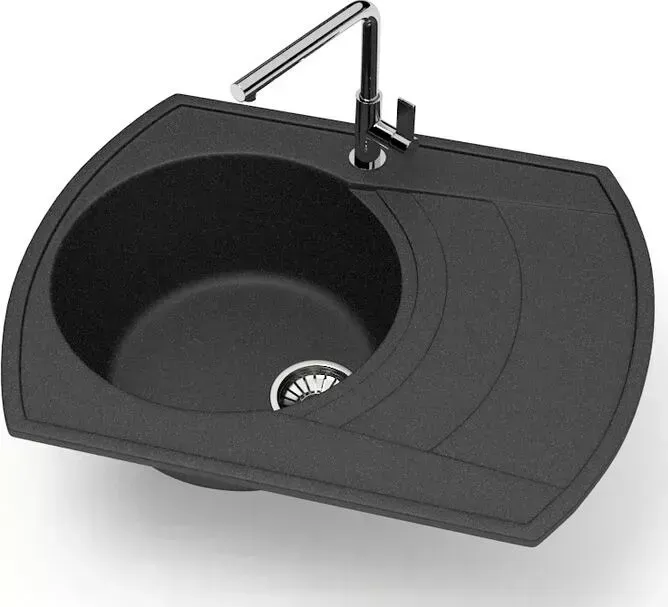 Мойка кухонная Glanz J-025-32 антрацит, матовая, с сифоном