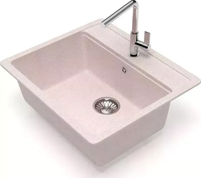 Мойка кухонная Glanz J-009-33 бежевая, матовая, с сифоном