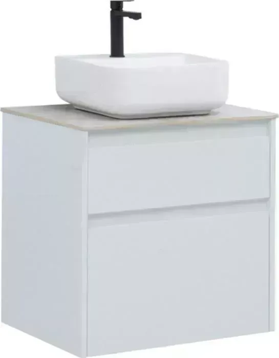 Тумба с раковиной AQUANET с Nova Lite 60 два ящика, белый глянец/серая (242575, 257608, 211281)