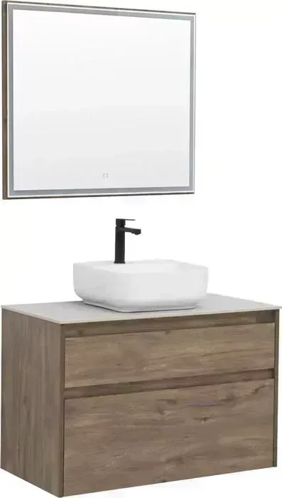 Мебель для ванной AQUANET Nova Lite 90 два ящика, дуб рустикальный/серая