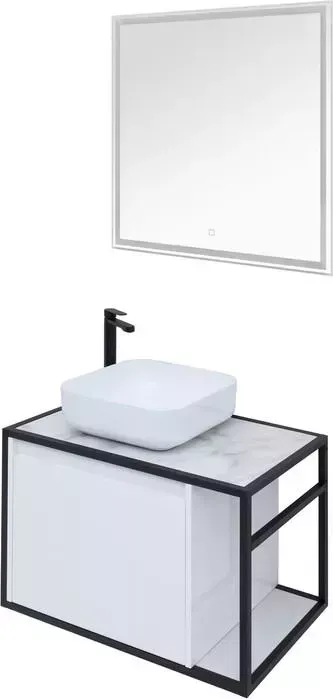 Мебель для ванной AQUANET Nova Lite Loft 75 левая, белый глянец