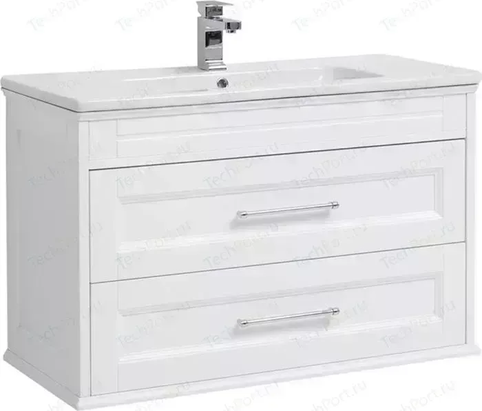 Тумба с раковиной AQUANET с Бостон М 100 Flat белая матовая (209678, 254365)