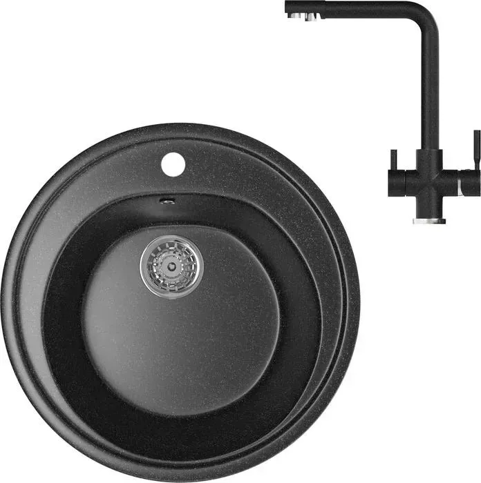 Мойка кухонная и смеситель Mixline и смеситель ML-GM11 черная 308