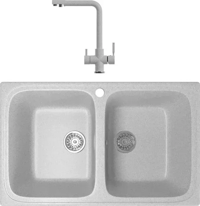 Мойка кухонная и смеситель Mixline и смеситель ML-GM23 серая 310