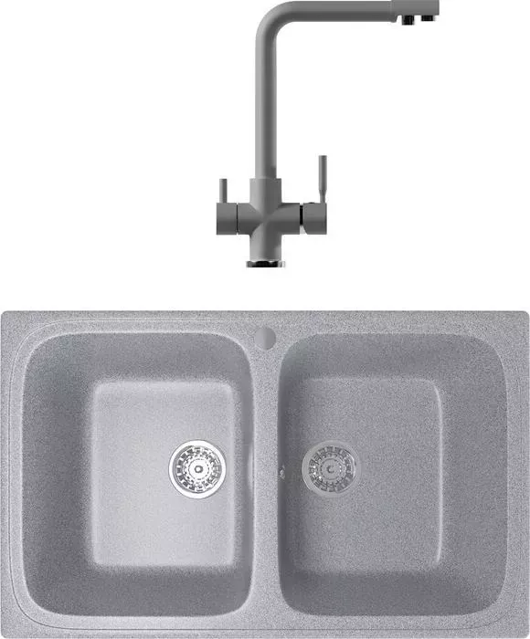 Мойка кухонная и смеситель Mixline и смеситель ML-GM23 77,5x49,5 графит 342 (4620031445814, 547933)