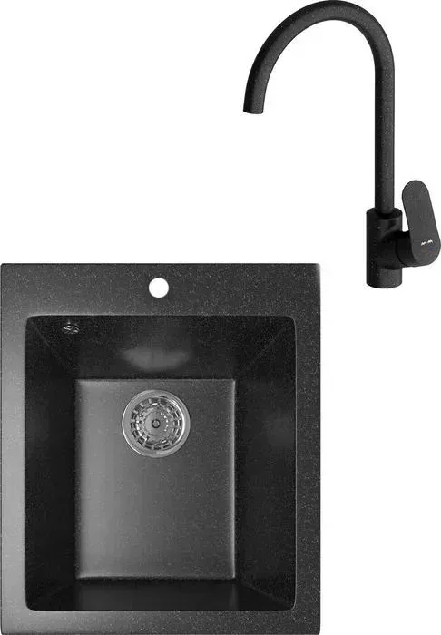 Мойка кухонная и смеситель Mixline и смеситель ML-GM14 черная 308 (4630030633556, F8007122)